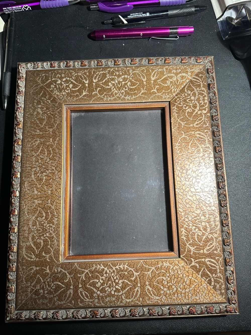 Vintage Bronze-Tone Embossed Decorative Picture Frame - Home Accents